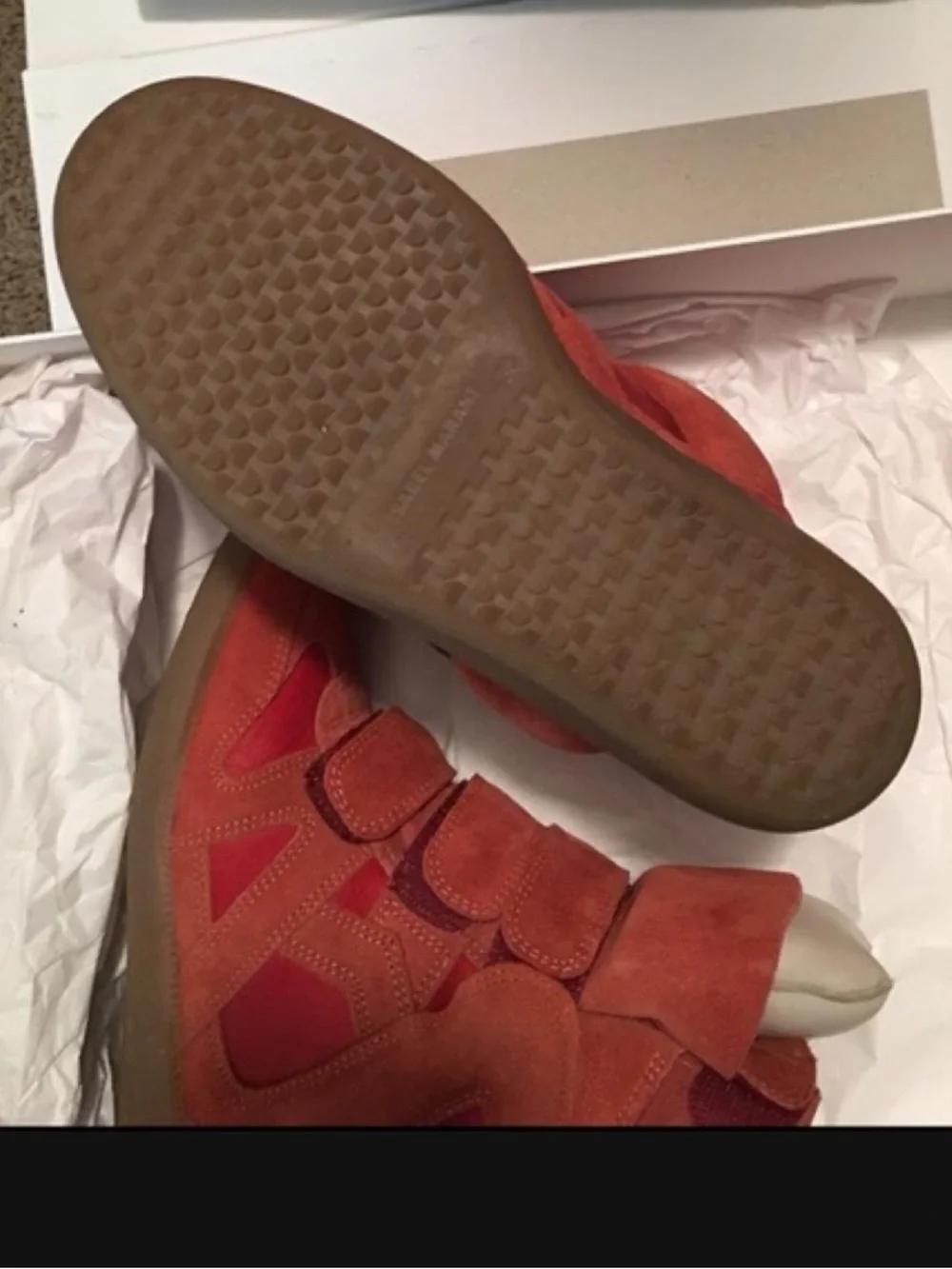 Isabel Marant Red Suede Hidden Wedge Sneakers